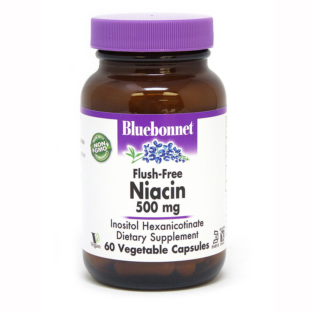 Вітаміни та мінерали Bluebonnet Nutrition Niacin Flush-Free 500 mg, 60 капсул