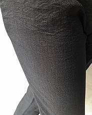 Літні штани з льону жатки No23 БАТАЛ чорний, фото 2