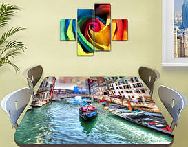 Вінілова наклейка на стіл Венеціанський канал самоклеюча подвійна плівка декор, бежевий 60 х 100 см, фото 4