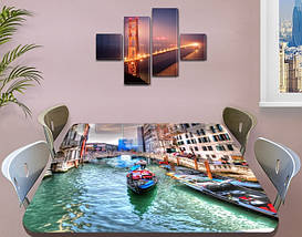 Вінілова наклейка на стіл Венеціанський канал самоклеюча подвійна плівка декор, бежевий 60 х 100 см, фото 5