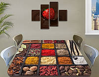 Наклейка на стол Много специй Востока ламинированная двойная пленка, 60 х 100 см, еда, коричневый