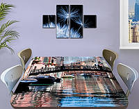 Виниловая наклейка на стол Ажурный мост Венеция самоклеющаяся двойная пленка декор, коричневый 60 х 100 см