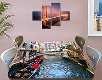 Виниловая наклейка на стол Каналы и Мосты Венеции самоклеющаяся двойная пленка декор, серый 60 х 100 см