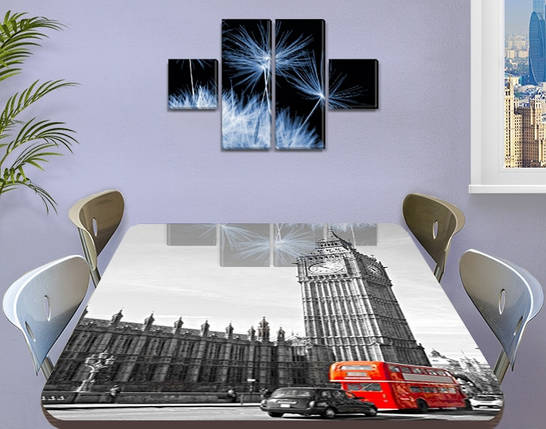 Вінілова наклейка на стіл Строгий Лондон Біг Бен декоративна плівка, що самоклеїться, сірий 60 х 100 см, фото 1