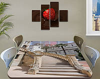 Виниловая наклейка на стол Городская лестница Ступени декоративная пленка самоклеющаяся, серый 70 х 120 см