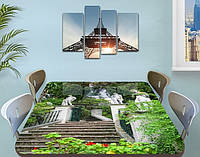 Виниловая наклейка на стол Каменная лестница в Саду декоративная пленка самоклеющаяся, серый 70 х 120 см