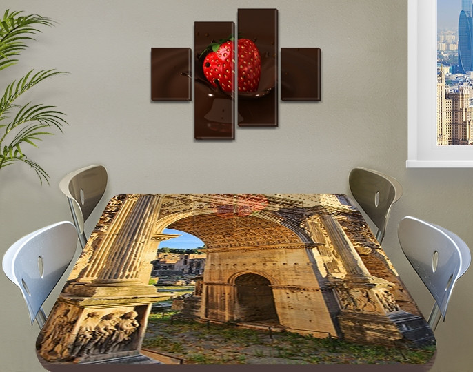 Вінілова наклейка на стіл Римська арка Античність Вінілова наклейка на стіл, бежевий 60 х 100 см