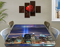 Виниловая наклейка на стол Мегаполис Современность самоклеющаяся пленка с ламинацией, синий 70 х 120 см