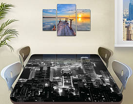 Вінілова наклейка на стіл Нічний місто чорно-білий самоклеюча плівка з ламінацією, сірий 60 х 100 см, фото 3