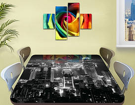 Вінілова наклейка на стіл Нічний місто чорно-білий самоклеюча плівка з ламінацією, сірий 60 х 100 см, фото 4