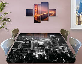 Вінілова наклейка на стіл Нічний місто чорно-білий самоклеюча плівка з ламінацією, сірий 60 х 100 см, фото 5