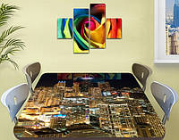 Виниловая наклейка на стол Ночная жизнь города самоклеющаяся пленка с ламинацией, коричневый 70 х 120 см