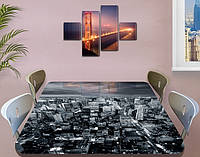 Виниловая наклейка на стол Черно-белый город самоклеющаяся пленка с ламинацией, серый 60 х 100 см