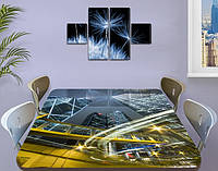 Виниловая наклейка на стол Ночные небоскребы и дороги самоклеющаяся пленка с ламинацией, серый 60 х 100 см