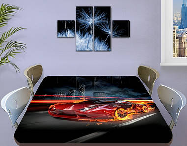 Декоративна наклейка на стіл Вогненний шлях вінілова плівка машина самоклейка, транспорт, червоний 60 х 100 см