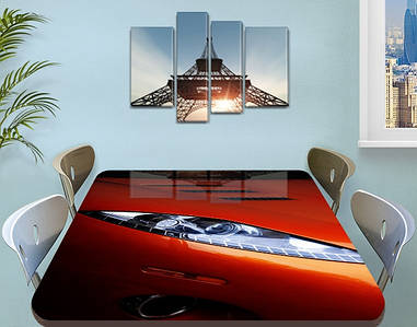 Декоративна наклейка на стіл Фара машини вінілова плівка самоклейка, транспорт, червоний 60 х 100 см