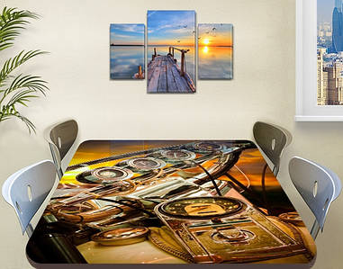 Декоративна наклейка на стіл Ретро автомобіль вінілова плівка самоклейка, транспорт, жовтий 60 х 100 см