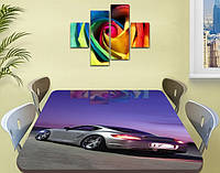 Декоративная наклейка на стол Вечерний Кабриолет машина виниловая пленка самоклейка, фиолетовый 60 х 100 см