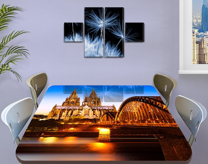 Вінілова наклейка на стіл Арковий міст Європа Вінілова наклейка на стіл, бежевий 60 х 100 см