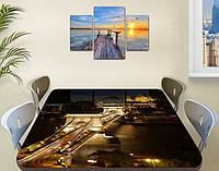 Виниловая наклейка на стол Ночные огни моста декоративная пленка самоклеющаяся, коричневый 70 х 120 см