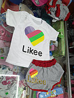 Костюм для дівчинки футболка шорти likee 92 -116