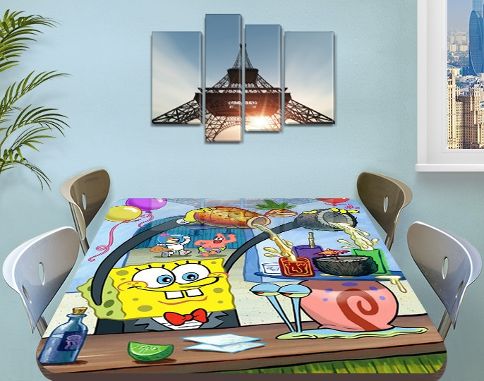 Детская Наклейка на Стол Губка Боб Спанч Виниловая Самоклеющаяся Пленка ...
