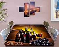 Виниловая наклейка на стол Рубиновое вино Бочка виноград пленка для декорирования, коричневый 70 х 120 см