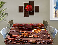 Виниловая наклейка на стол Шоколад и Специи кофе ламинированная пленка наклейки кухня, коричневый 60 х 100 см