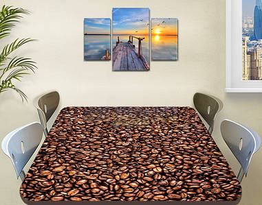 Вінілова наклейка на стіл Кавові зерна кава ламінована плівка наклейки на столи, коричневий 60 х 100 см