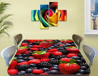 Вінілова наклейка на стіл Лісові ягоди ламінована плівка наклейки на кухонні столи, червоний 60 х 100 см