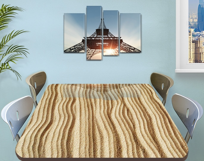 Вінілова наклейка на стіл Пісок, пісочний рельєф смуги подвійна плівка, що самоклеїться, бежевий 60 х 100 см