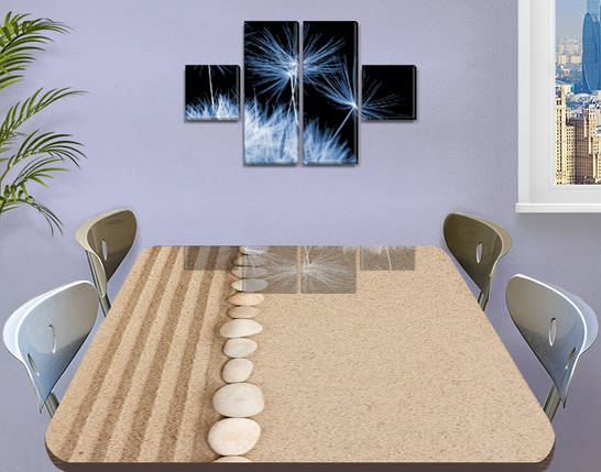 Виниловая наклейка на стол Песок и морские белые камни самоклеющаяся двойная пленка, бежевый 60 х 100 см, фото 2