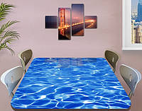 Виниловая наклейка на стол Вода и солнечные блики самоклеющаяся двойная пленка, синий 60 х 100 см