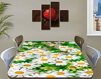 Наклейка на стол Веселые Ромашки белые, наклейки для дизайна интерьера пленка, цветы, белый 70 х 120 см