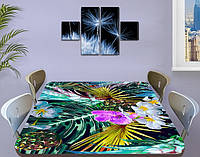 Наклейка на стол Тропики листья монстеры, самоклеющася ламинированная пленка, цветы, зеленый 70 х 120 см
