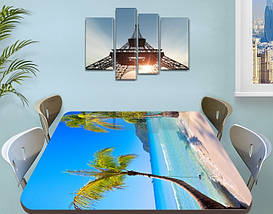 Вінілова наклейка на стіл Пальма Кариби блакит самоклеюча плівка декоративна море, блакитний 60 х 100 см, фото 3