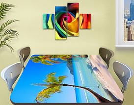 Вінілова наклейка на стіл Пальма Кариби блакит самоклеюча плівка декоративна море, блакитний 60 х 100 см, фото 4