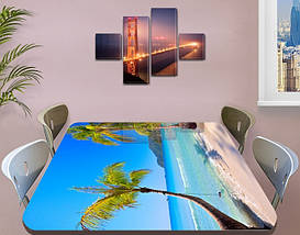 Вінілова наклейка на стіл Пальма Кариби блакит самоклеюча плівка декоративна море, блакитний 60 х 100 см, фото 5