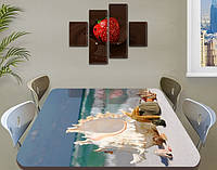 Виниловая наклейка на стол Морская раковина самоклеющаяся пленка декоративная море, бежевая 60 х 100 см