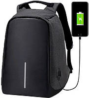 Рюкзак антизлодій (Antivor) із захистом від кишенькових злодіїв та з USB, чорнийEStyle
