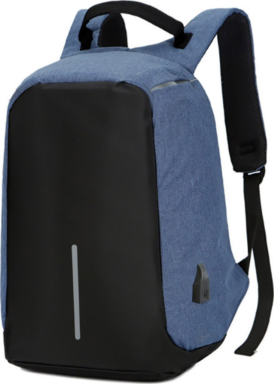 Рюкзак антизлодій Antivor MADORU із захистом від кишенькових злодіїв та з USB, синійEStyle