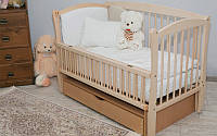 Дитяче ліжечко "Еліт" натуральне з відк.боковинкою на шарнірах (з шухлядою)