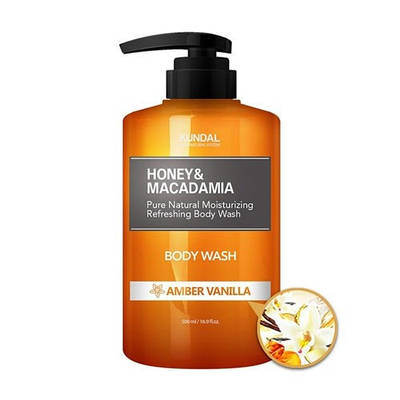 Гель для душу "Янтарна ваніль" KUNDAL Honey & Macadamia Body Wash Amber Vanilla 500ml