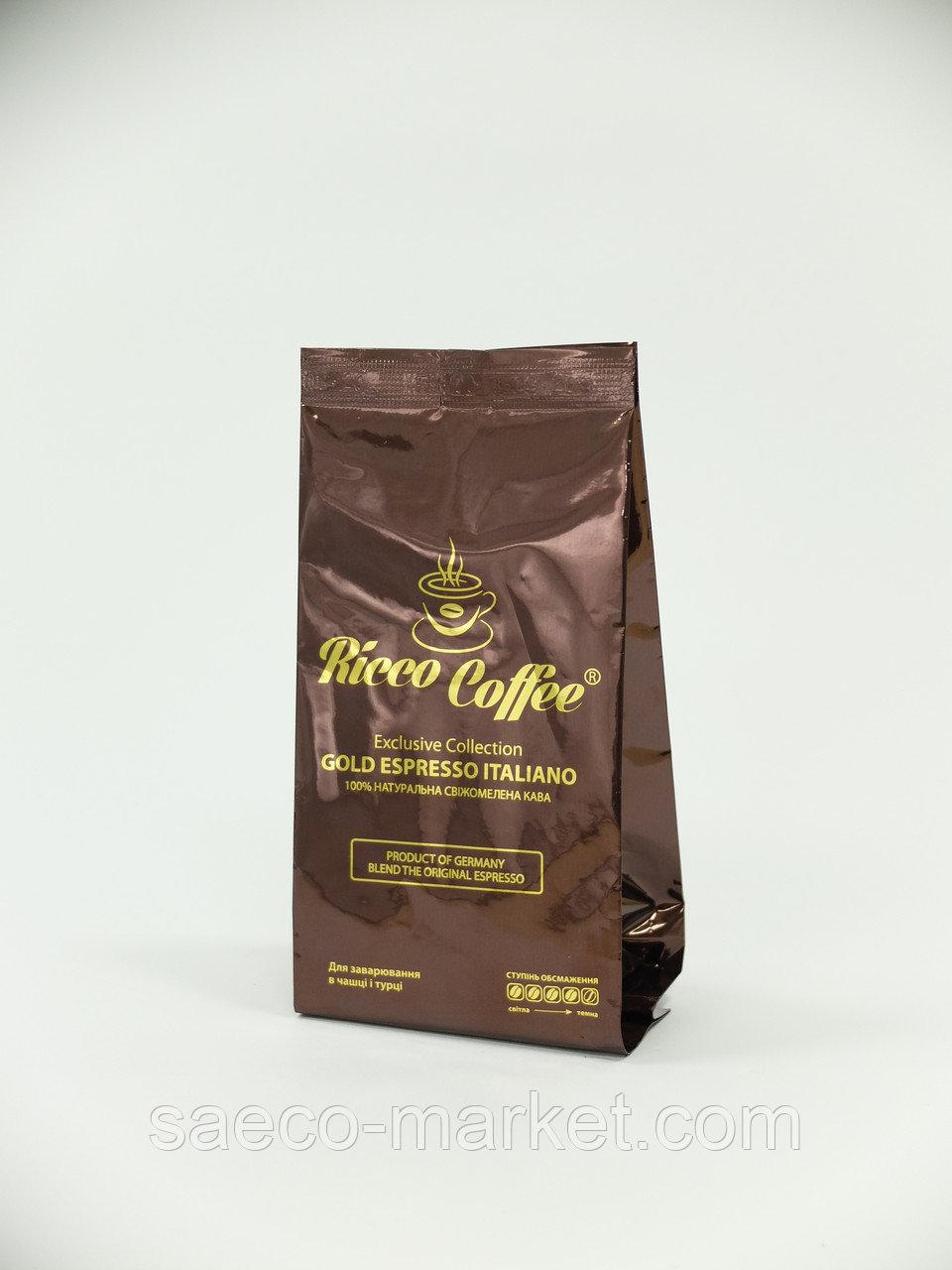 Зерновий кави Ricco Coffee Gold Espresso Italiano 250 гр + ложка в подарунок
