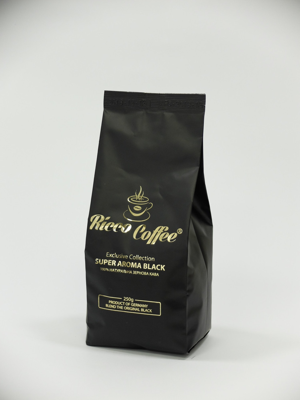 Кава у зернах ricco coffee super aroma black 250 гр + ложка в подарунок 60% АРАБІКА 40% РОБУСТА