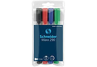 Набор маркеров для досок и флипчартов SCHNEIDER MAXX 290 2-3 мм, 4 цвета в блистере SCHNEIDER (2988116)