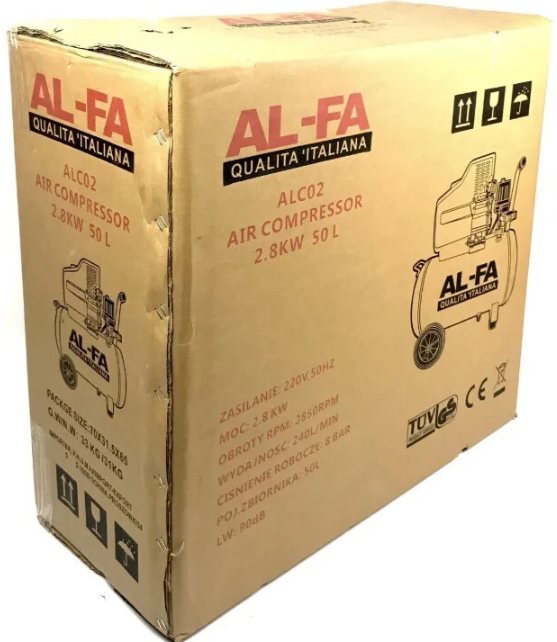 Компрессор поршневой AL-FA ALC02 - 2.8 кВт ! 50 л. Чугунный цилиндр - фото 4 - id-p1195058787