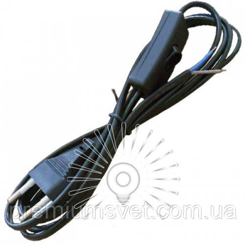 LMA017 Кабель з плоскою вилкою Lemanso 1.9м+вимикач чорний, фото 1