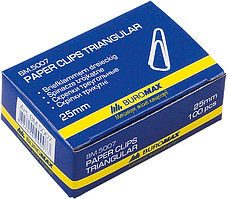 Скріпки нікельовані, 25 мм, трикутні, 100 шт. у карт.упаковці (BM.5007) buromax (BM.5007)