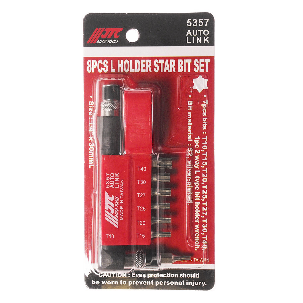 Набір біт 1/4" TORX T10-T40 з Г-подібним перехідником 8ед